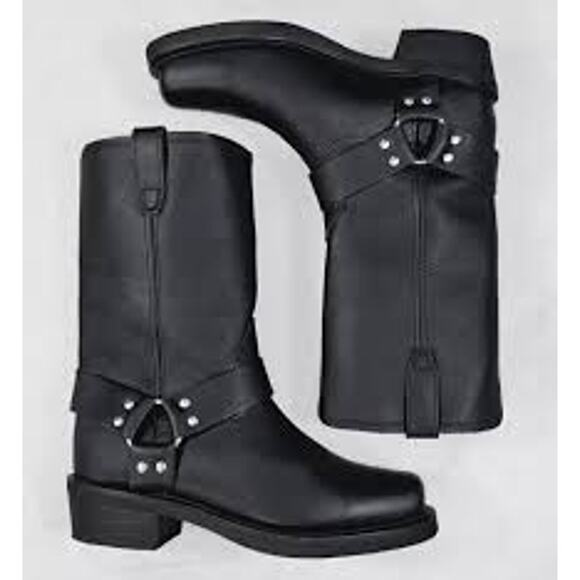 Dingo Dean Harness Square Toe Leather Pull-On 11" Dogger Heel Boot Men's Sz 8 EW - Picture 1 of 2